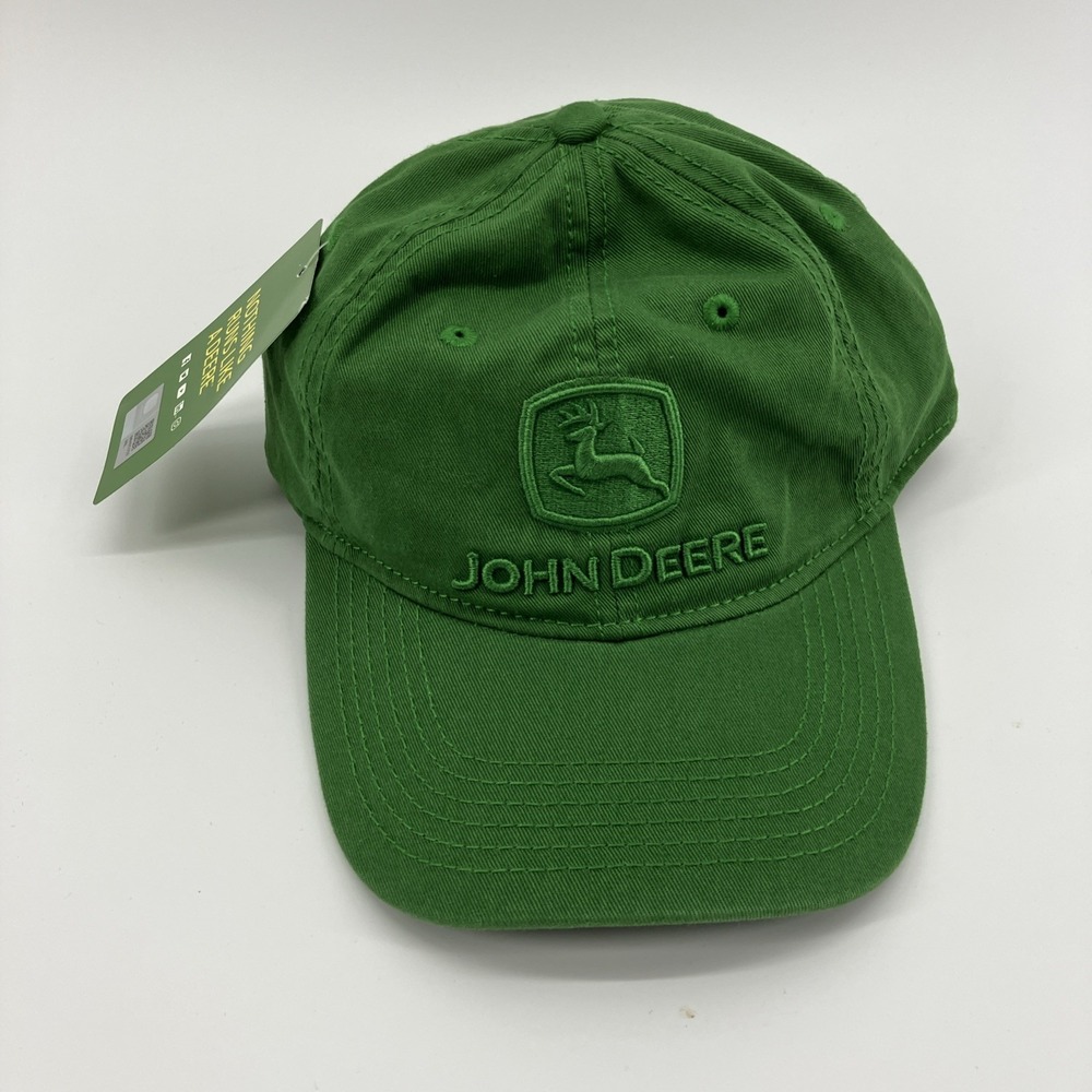 John Deere Green Gray Farm Ball Cap Hat Embroidered Adjustable Agriculture NWT